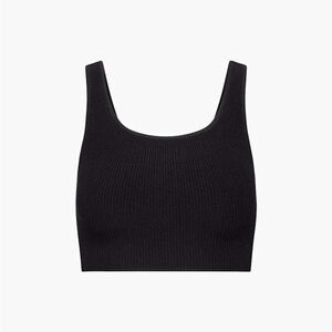 Aritzia Sculpt Knit Squareneck Cropped Tank Black Ribbed Thick Material Size S